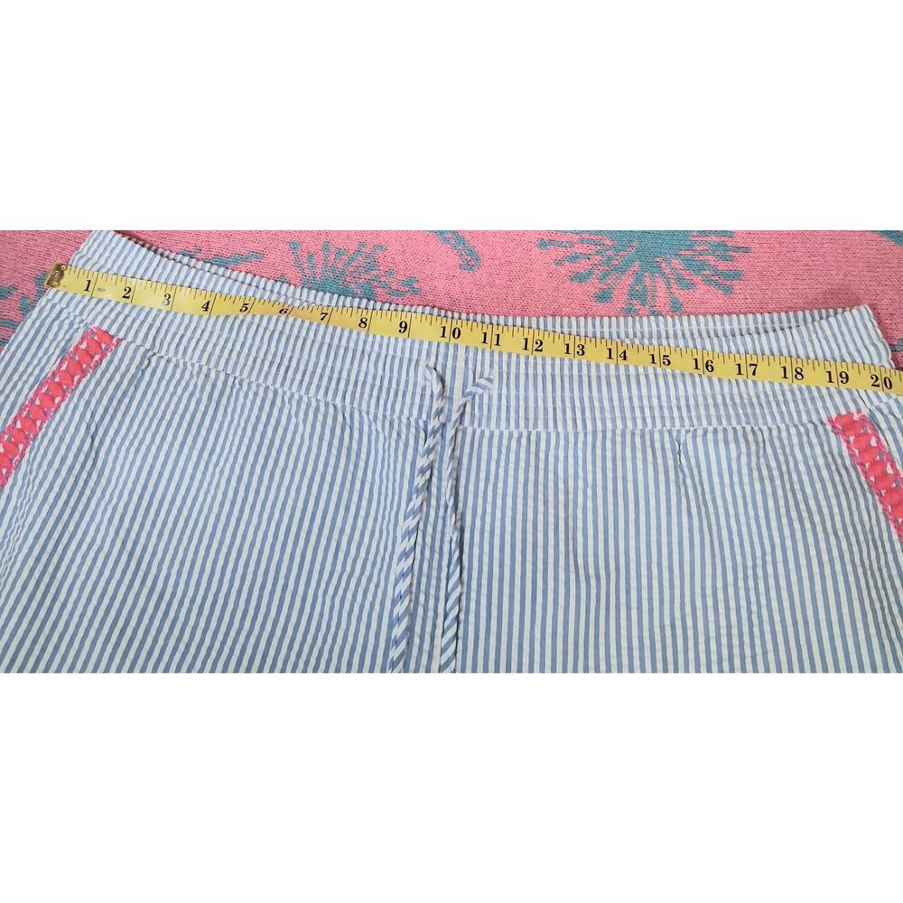 Vineyard vines womens xl seersucker shorts hi rise blue candy stripe - Picture 2 of 8